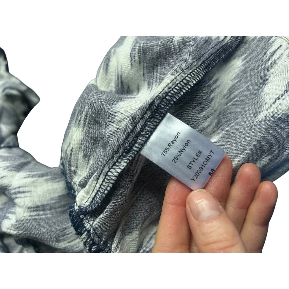 Pomander Place Navy White Ikat Kenzo Dress Chevron‎ Tiered Mini Women's Medium